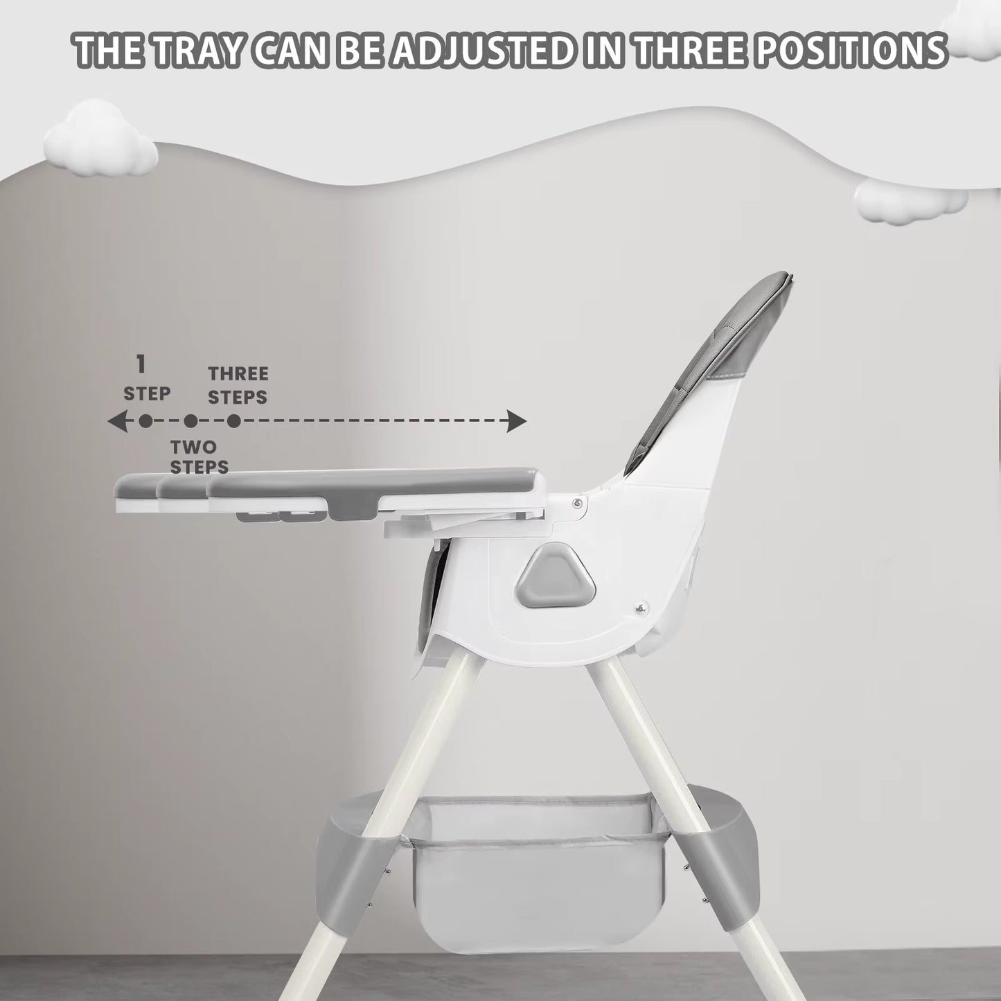 Chaise haute avec roulettes