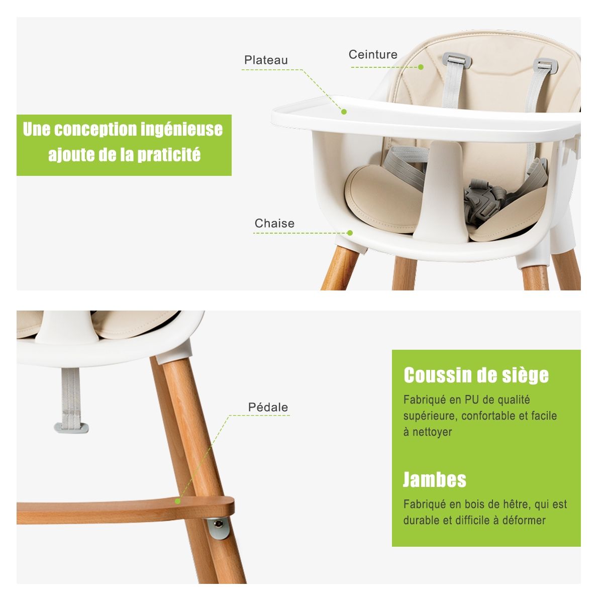 Chaise haute réglable
