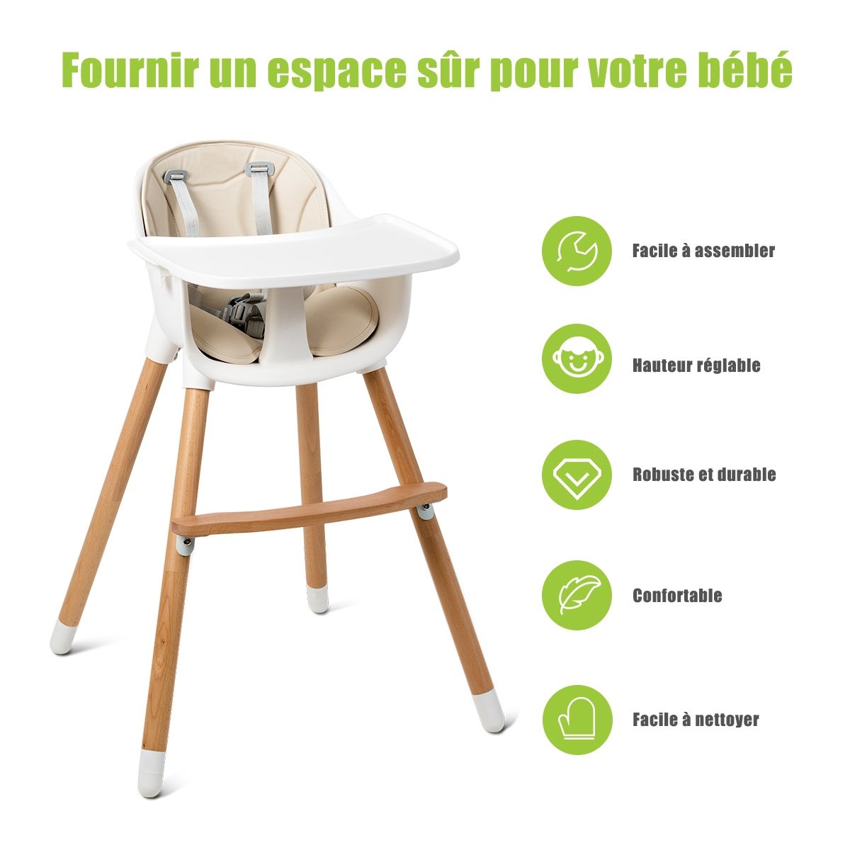 Chaise haute réglable