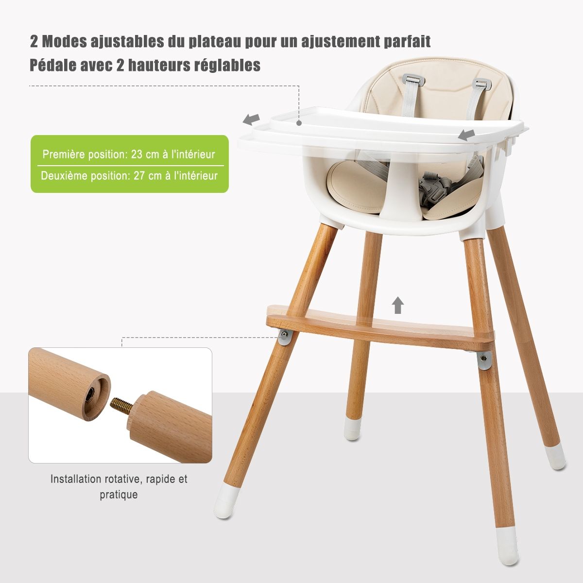 Chaise haute réglable