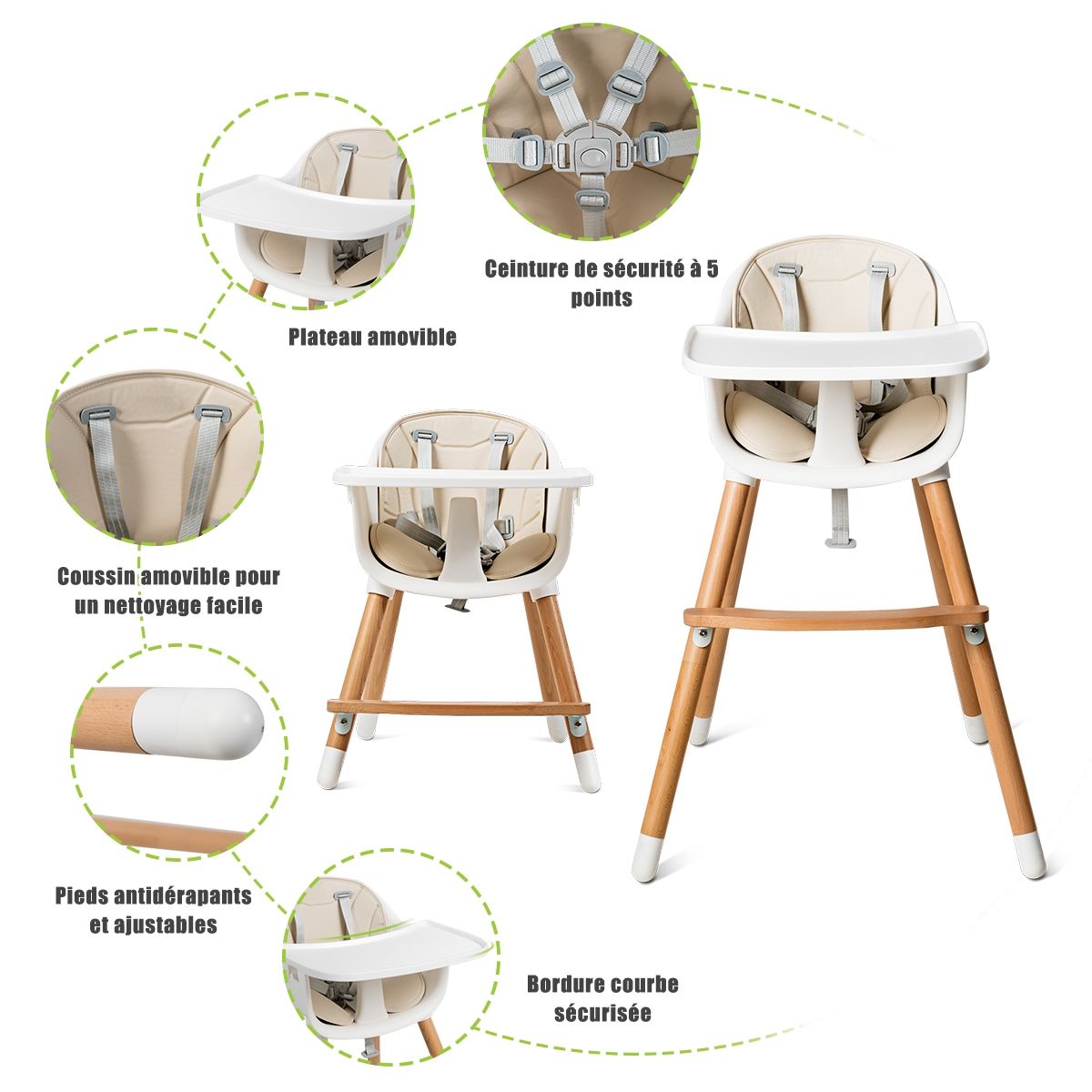 Chaise haute réglable